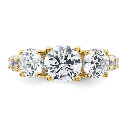 14K Gelbgold 4 Karat Im Labor Gezüchtet Diamant Vs+ F+ Rund Komplett Dreistein Verlobungsring