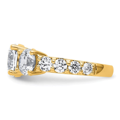 14K Gelbgold 5 Karat Im Labor Gezüchtet Diamant Vs/si+ G+ Rund Komplett Dreistein Verlobungsring
