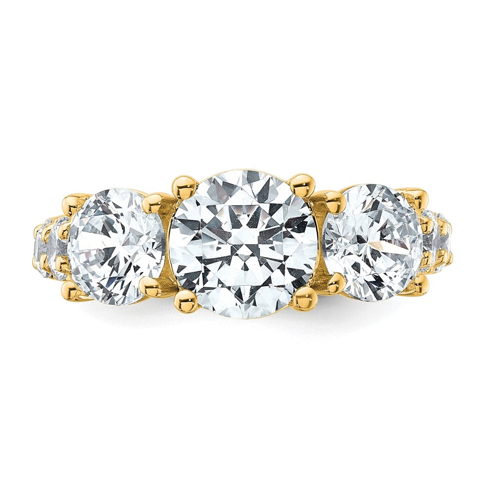 14K Gelbgold 5 Karat Im Labor Gezüchtet Diamant Vs/si+ G+ Rund Komplett Dreistein Verlobungsring