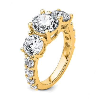 14K Gelbgold 5 Karat Im Labor Gezüchtet Diamant Vs/si+ G+ Rund Komplett Dreistein Verlobungsring