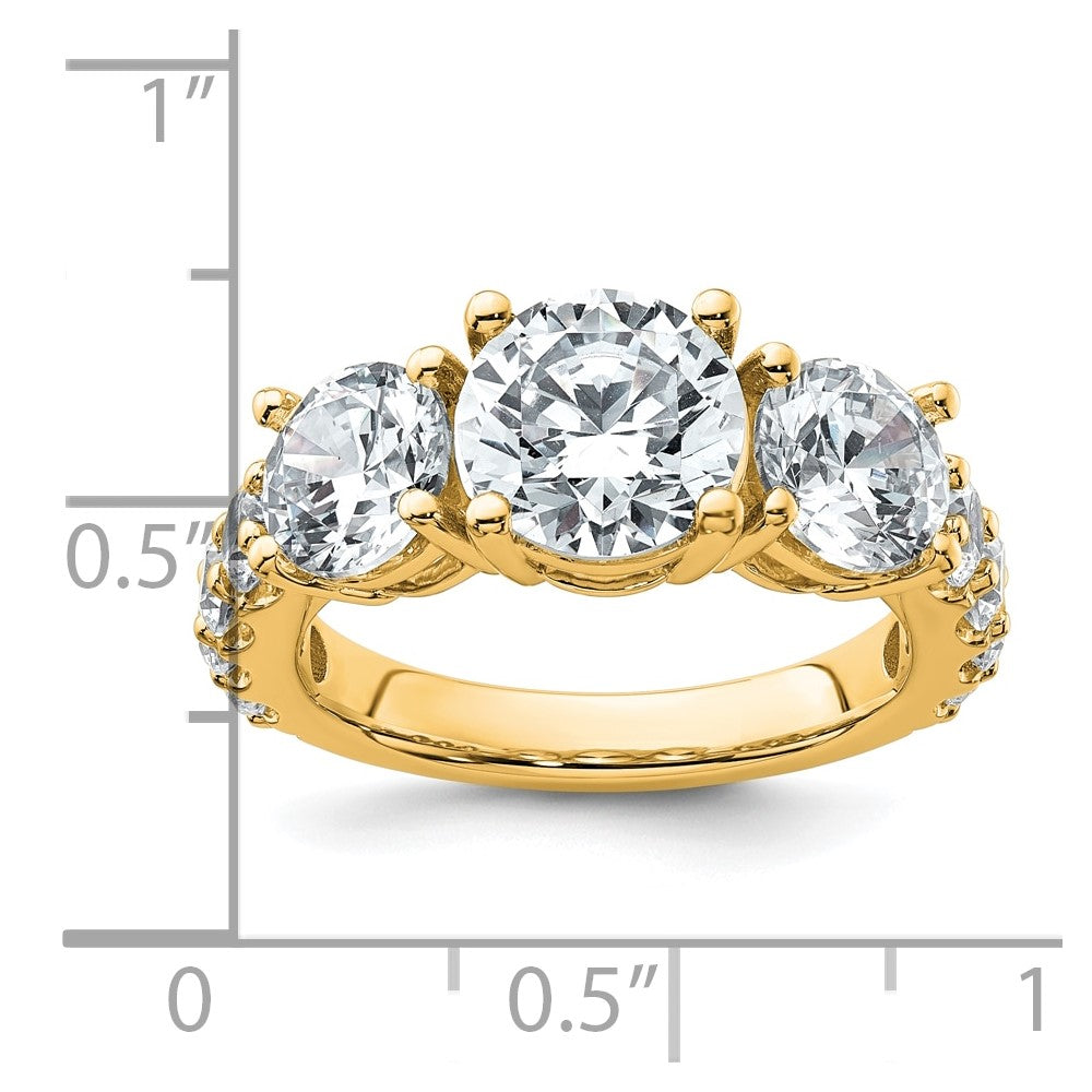 14K Gelbgold 5 Karat Im Labor Gezüchtet Diamant Vs/si+ G+ Rund Komplett Dreistein Verlobungsring