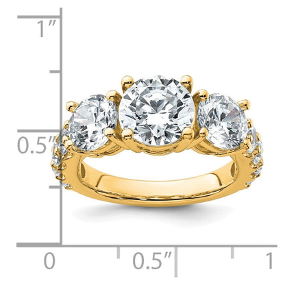14K Gelbgold 5 Karat Im Labor Gezüchtet Diamant Vs/si+ G+ Rund Komplett Dreistein Verlobungsring