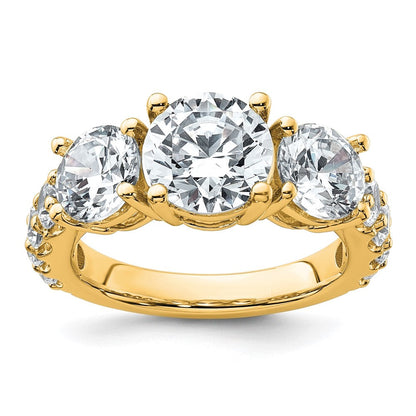 14K Gelbgold 5 Karat Im Labor Gezüchtet Diamant Vs/si+ G+ Rund Komplett Dreistein Verlobungsring