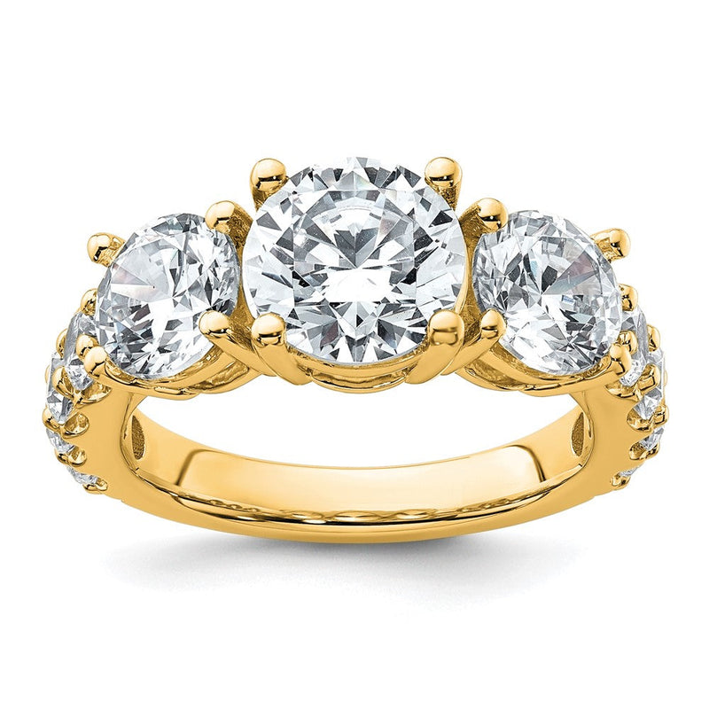14K Gelbgold 5 Karat Im Labor Gezüchtet Diamant Vs+ F+ Rund Komplett Dreistein Verlobungsring