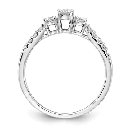 14K Weißgold Verlobungsring mit 0,5 ct. im Labor gezüchteten Diamanten, VS/SI+ G+, komplett, Drei-Stein, Größe 7