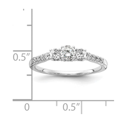 14K Weißgold Verlobungsring mit 0,5 ct. laborgezüchteten Diamanten, VS/SI+ G+, Drei-Stein-Fassung, Größe 5