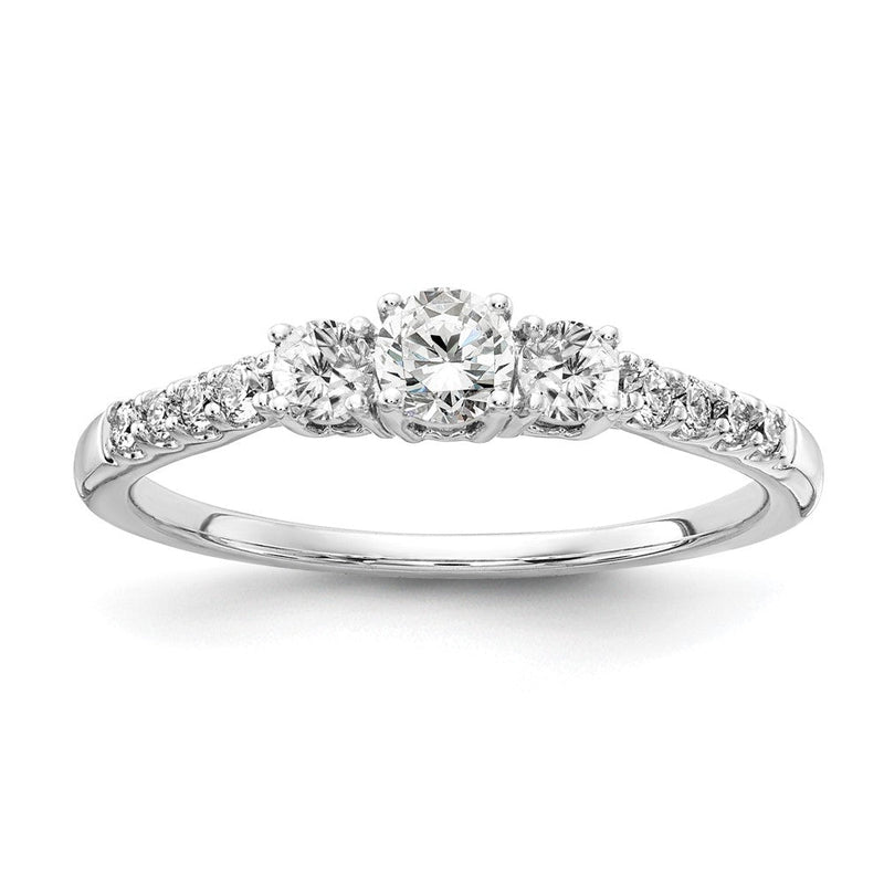14K Weißgold Verlobungsring mit 0,5 ct. Labordiamanten VS/SI+ G+, Dreistein, komplett, Größe 8