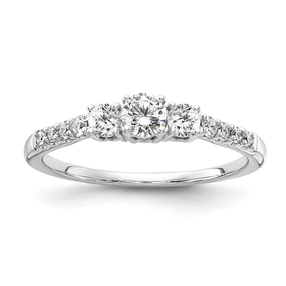 14K Weißgold Drei-Stein-Verlobungsring mit 0,5 ct. Labor-gezüchteten Diamanten VS/SI+ G+