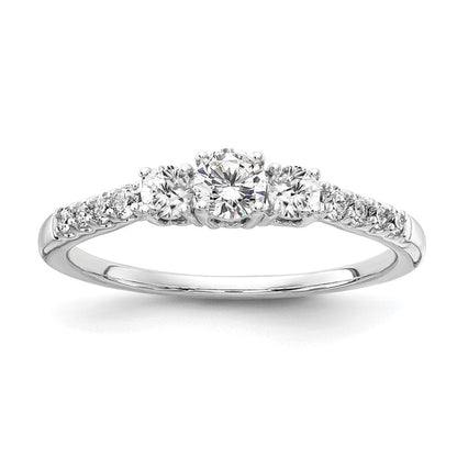 14K Weißgold Verlobungsring mit 0,5 ct. Laborgezüchteten Diamanten VS/SI+ G+, Drei-Stein-Fassung