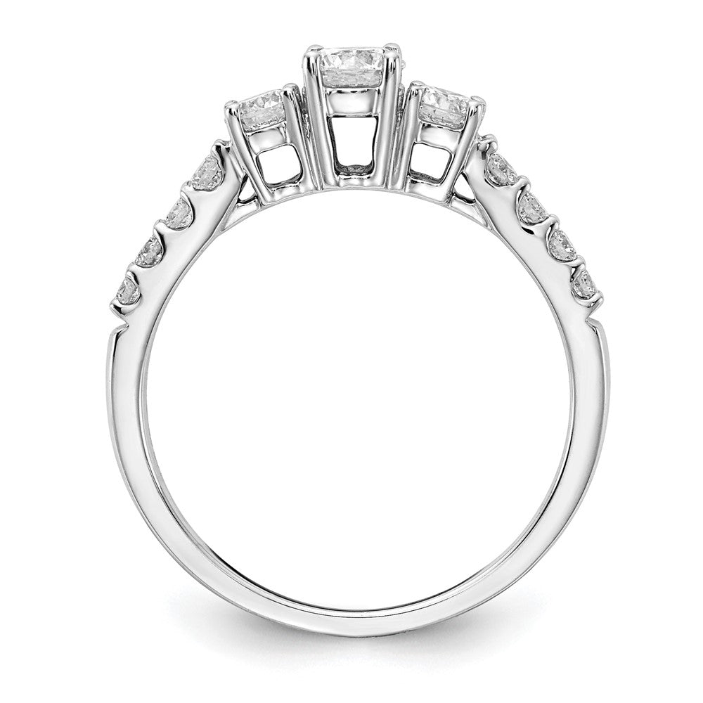 14K Weißgold Verlobungsring mit 0,5 ct. im Labor gezüchteten Diamanten VS/SI+ G+, davon 0,25 ct. runder Center-Diamant, Three-Stone-Design