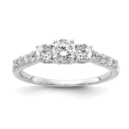 14K Weißgold Verlobungsring mit 0,75 ct. Labor-gezüchteten Diamanten im Rundschliff, VS/SI+ G+, Drei-Steine