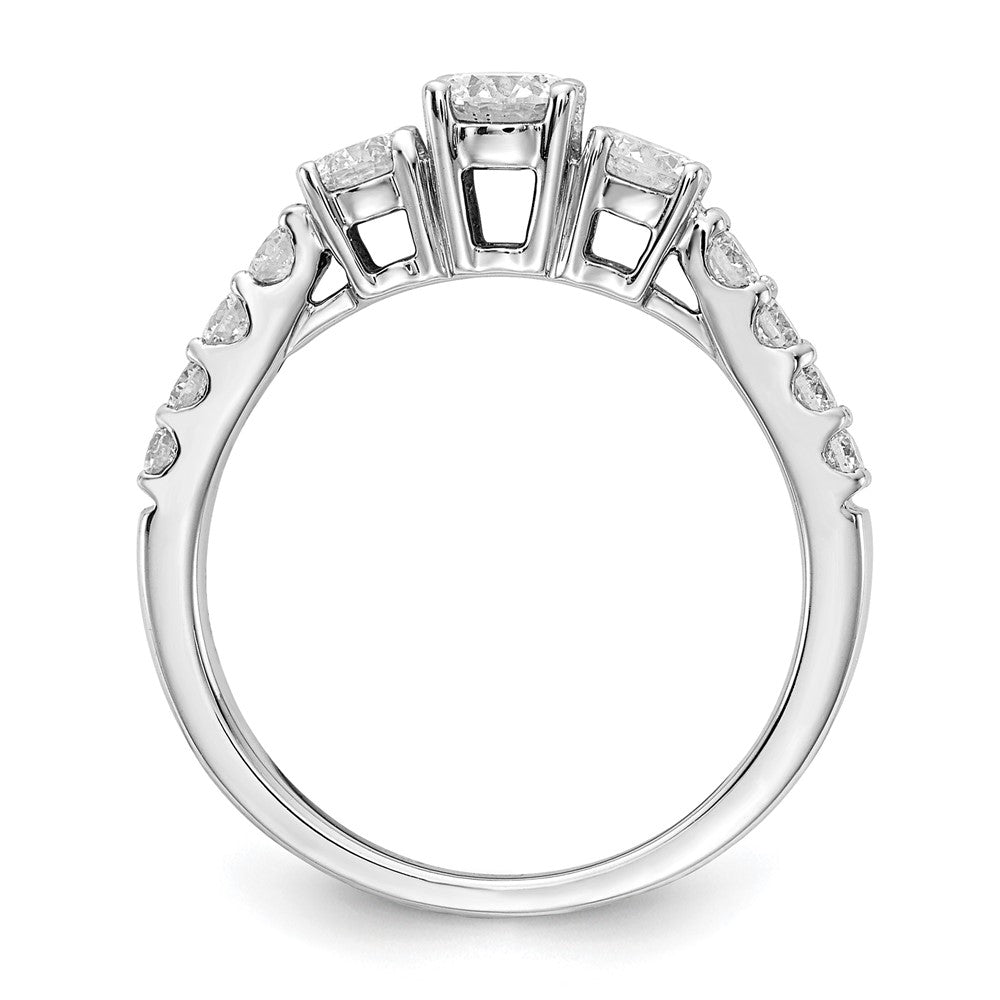 14K Weißgold Verlobungsring mit 1 ct. im Labor gezüchteten Diamanten, rund, Drei-Stein, VS/SI+ G+
