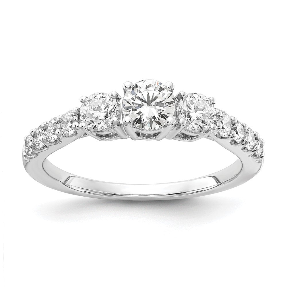 14K Weißgold Verlobungsring mit 1 ct. im Labor gezüchteten Diamanten VS/SI+ G+, 0,625 ct. runder Mittelstein