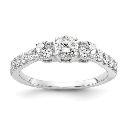 14K Weißgold 0,625 ct. Laborgezüchteter Diamant VS/SI+ G+ 0,333 ct. Center Rund Drei-Steine-Verlobungsring