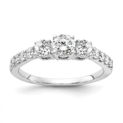 14K Weißgold Verlobungsring mit 1 ct. Labor gezüchteten Diamanten im Rundschliff, VS/SI+, G+, komplettes Drei-Stein-Design, Größe 9