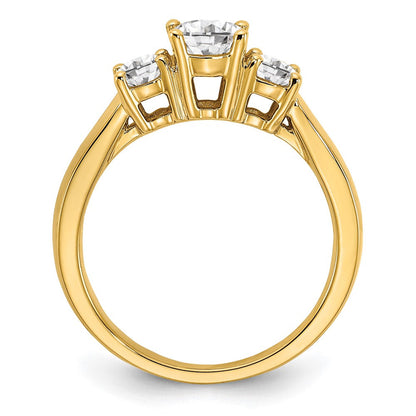 14K Gelbgold Verlobungsring mit 0,75 ct. Laborgezüchteten Diamanten VS/SI+ G+, 0,75 ct. Mittelstein im Rundschliff, Drei-Steine-Design