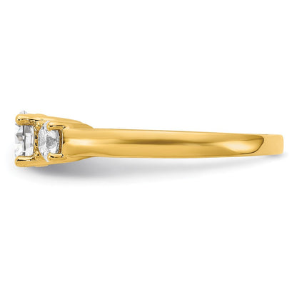 14K Gelbgold Verlobungsring mit 0,75 ct. Laborgezüchteten Diamanten VS/SI+ G+, 0,75 ct. Mittelstein im Rundschliff, Drei-Steine-Design