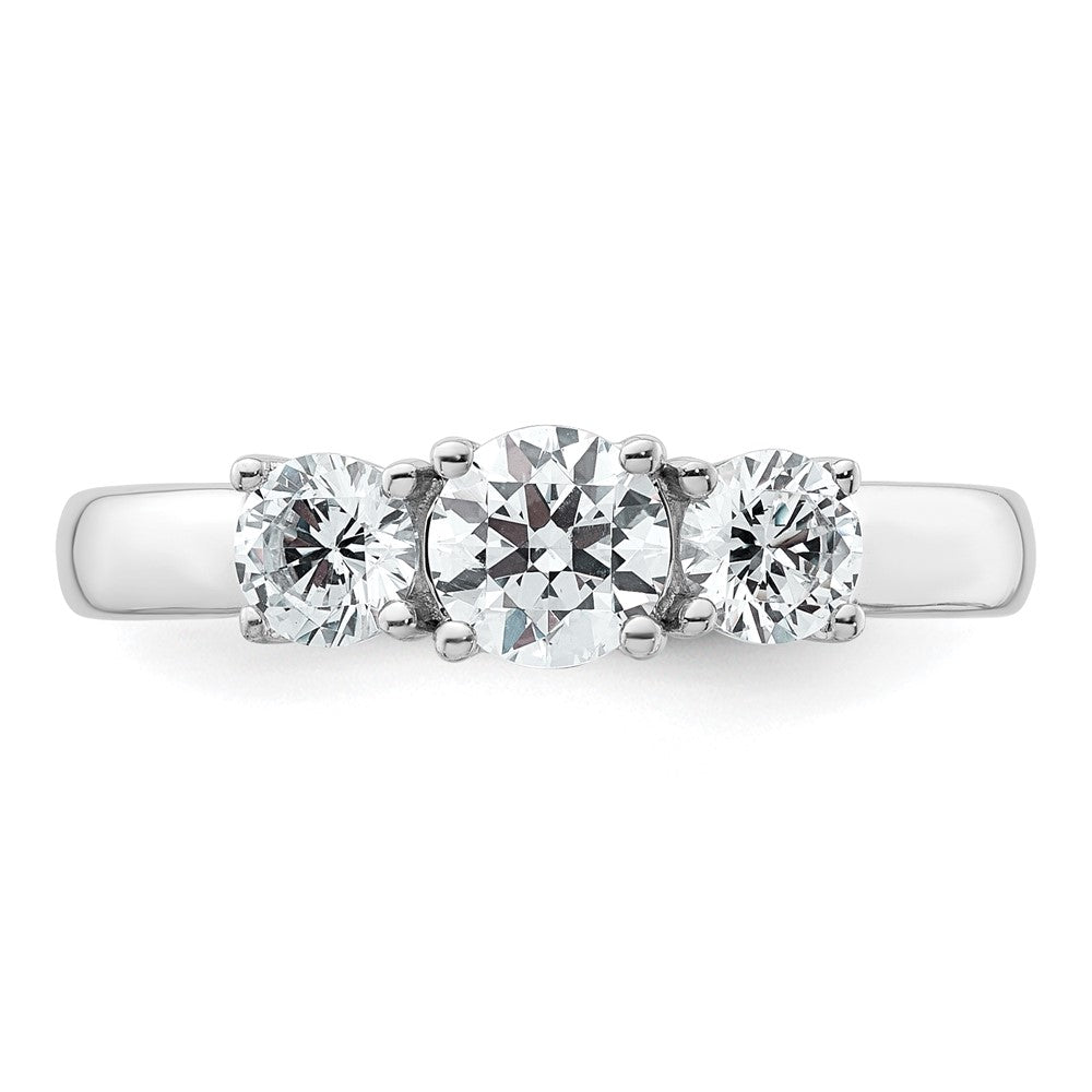 14K Weißgold Verlobungsring mit 1 ct. zertifiziertem im Labor gezüchtetem Diamant VS/SI+ G+ in Drei-Steine-Fassung