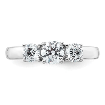 14K Weißgold Verlobungsring mit 1 ct. Labor-gezüchteten Diamanten VS/SI+ G+, Drei-Steine, komplett