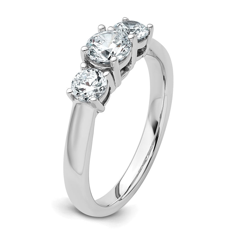 14K Weißgold Verlobungsring mit 1 ct. Labor-gezüchteten Diamanten VS/SI+ G+, Drei-Steine, komplett