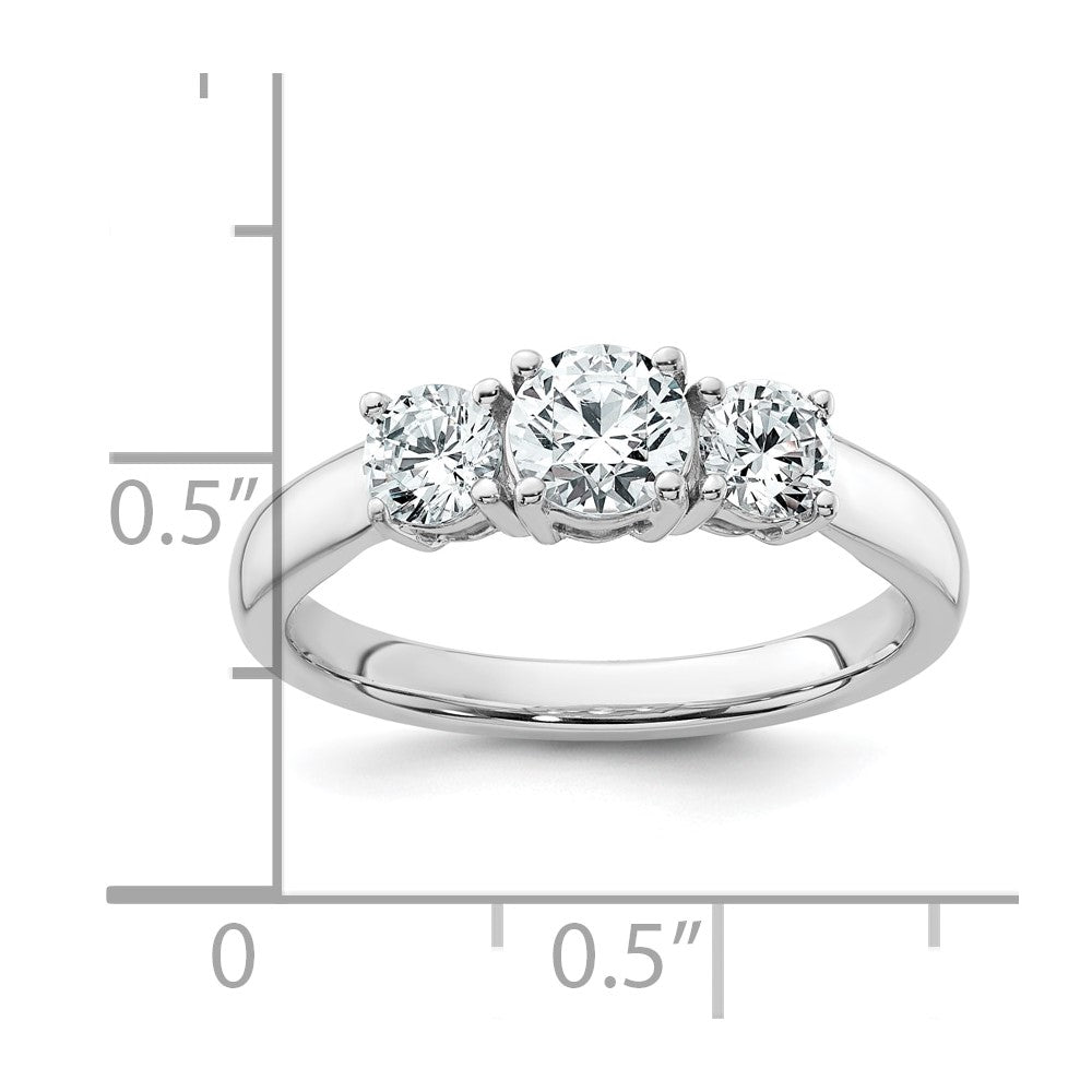 14K Weißgold Verlobungsring mit 1 ct. Labor-gezüchteten Diamanten VS/SI+ G+, Drei-Steine, komplett