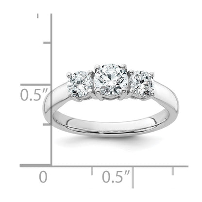 14K Weißgold Verlobungsring mit 1 ct. Labor-gezüchteten Diamanten VS/SI+ G+, Drei-Steine, komplett