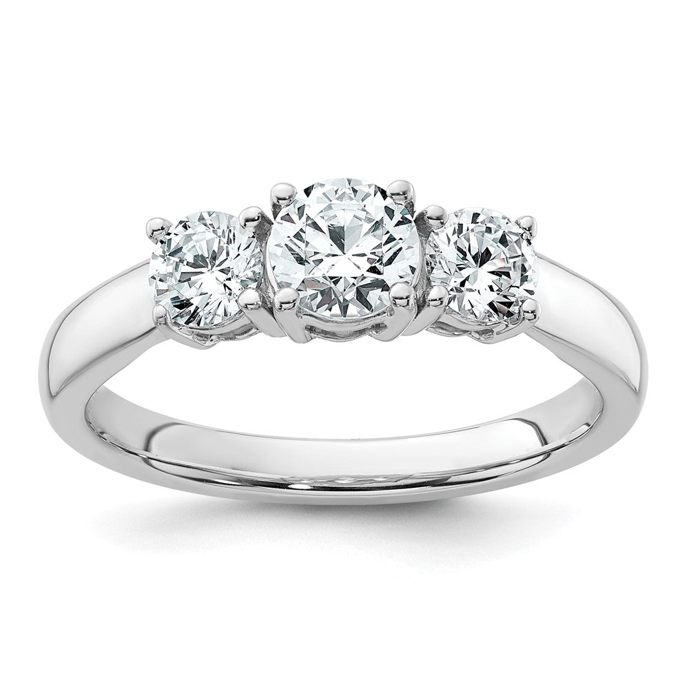 14K Weißgold Verlobungsring mit 1 ct. Labor-gezüchteten Diamanten VS/SI+ G+, Drei-Steine, komplett
