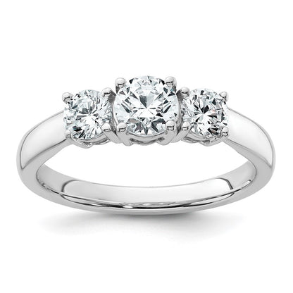 14K Weißgold Verlobungsring mit 1 ct. Labor-gezüchteten Diamanten VS/SI+ G+, Drei-Steine, komplett