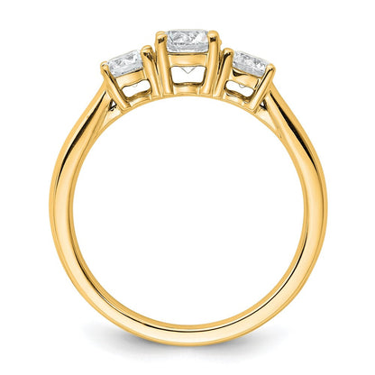 14K Gelbgold Verlobungsring mit 1 ct. zertifiziertem im Labor gezüchtetem Diamant VS/SI+ G+ und Drei-Stein-Fassung