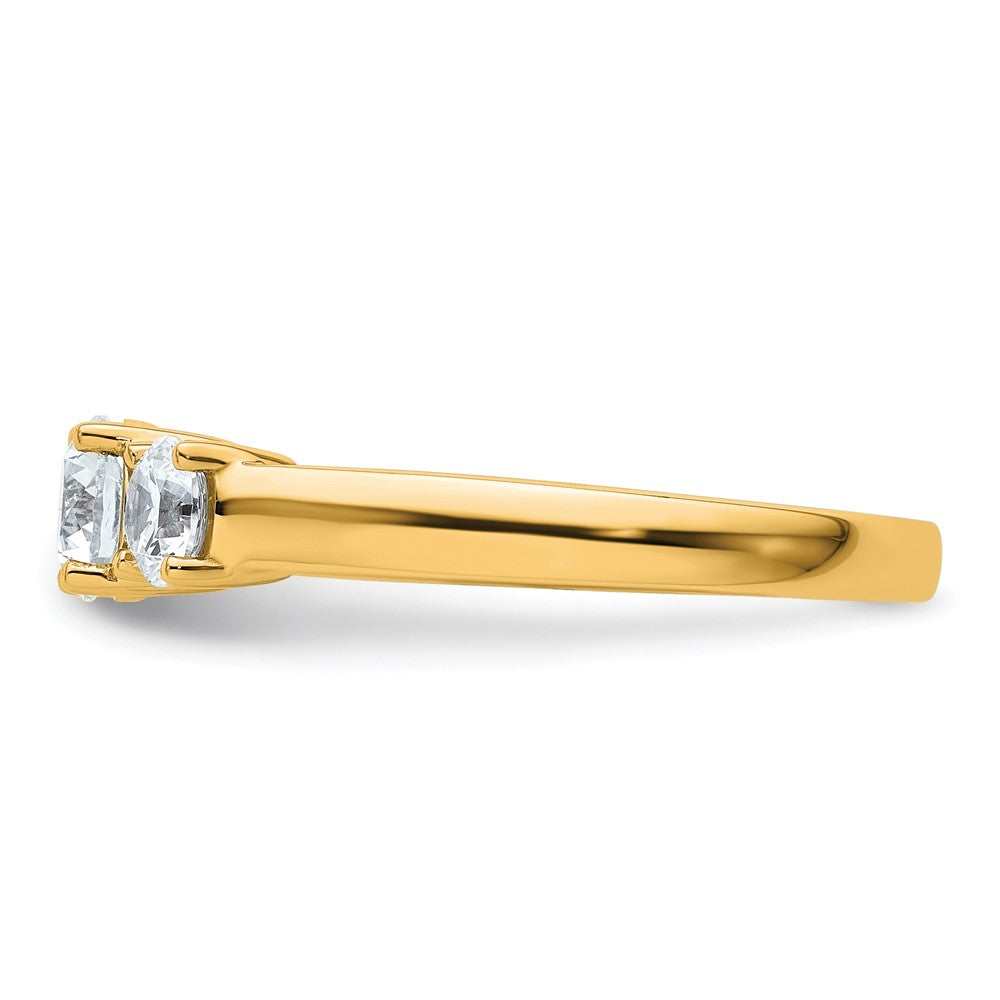 14K Gelbgold 1 ct. Laborgezüchteter Diamant VS/SI+ G+ Kompletter Dreistein-Verlobungsring