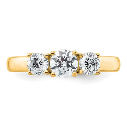 14K Gelbgold 1 ct. Laborgezüchteter Diamant VS/SI+ G+ Kompletter Dreistein-Verlobungsring