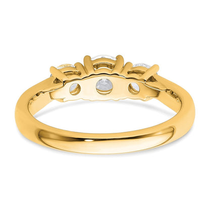14K Gelbgold Verlobungsring mit 1 ct. zertifiziertem im Labor gezüchtetem Diamant VS/SI+ G+ und Drei-Stein-Fassung
