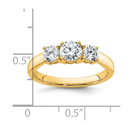 14K Gelbgold 1 ct. Laborgezüchteter Diamant VS/SI+ G+ Kompletter Dreistein-Verlobungsring