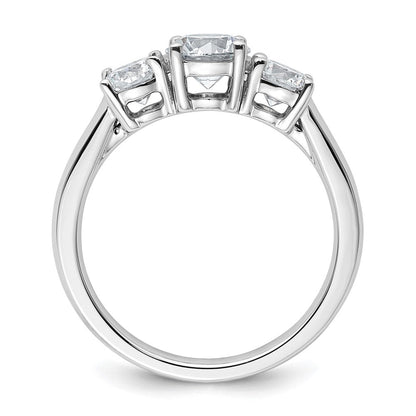14K Weißgold Verlobungsring mit 1,5 ct. laborgezüchtetem Diamanten VS/SI+ G+ im Drei-Stein-Design, komplett