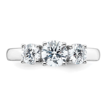 14K Weißgold Verlobungsring mit 1,5 ct. laborgezüchtetem Diamanten VS/SI+ G+ im Drei-Stein-Design, komplett