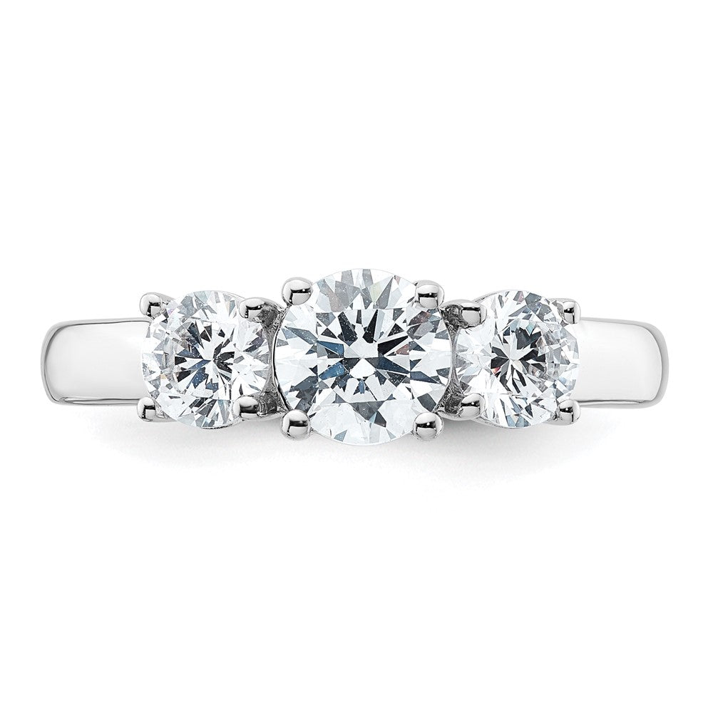 14K Weißgold Verlobungsring mit 1,5 ct. zertifizierten, im Labor gezüchteten Diamanten VS/SI+ G+ im Drei-Steine-Design