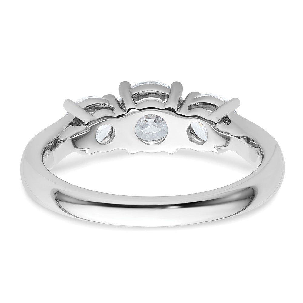 14K Weißgold Verlobungsring mit 1,5 ct. laborgezüchtetem Diamanten VS/SI+ G+ im Drei-Stein-Design, komplett