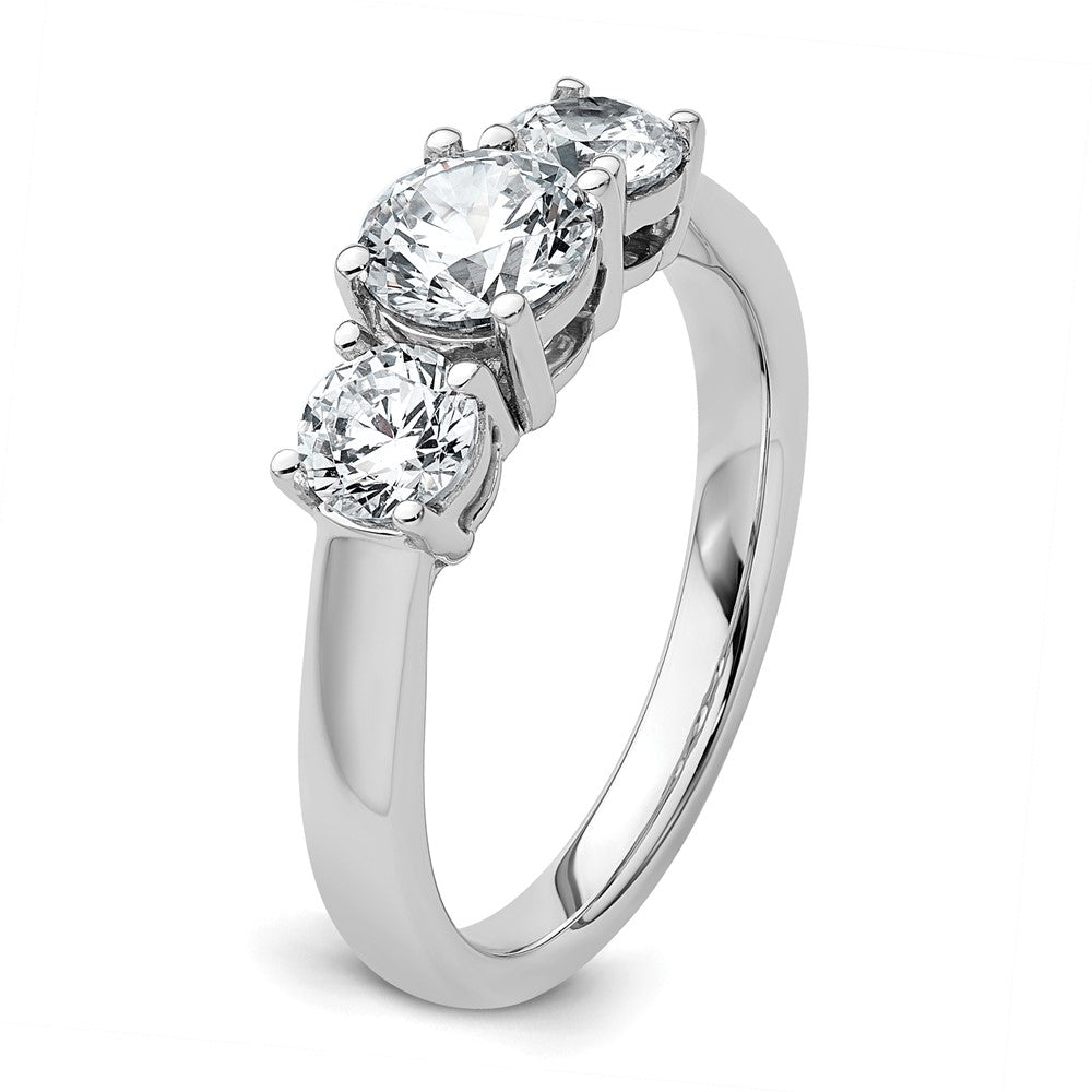 14K Weißgold Verlobungsring mit 1,5 ct. zertifizierten, im Labor gezüchteten Diamanten VS/SI+ G+ im Drei-Steine-Design