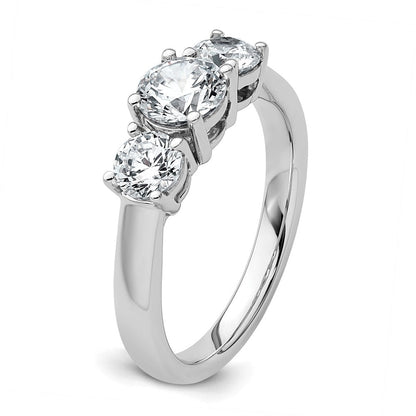 14K Weißgold Verlobungsring mit 1,5 ct. zertifizierten, im Labor gezüchteten Diamanten VS/SI+ G+ im Drei-Steine-Design