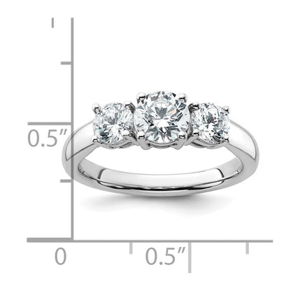 14K Weißgold Verlobungsring mit 1,5 ct. laborgezüchtetem Diamanten VS/SI+ G+ im Drei-Stein-Design, komplett