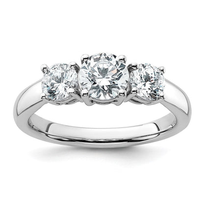 14K Weißgold Verlobungsring mit 1,5 ct. zertifizierten, im Labor gezüchteten Diamanten VS/SI+ G+ im Drei-Steine-Design
