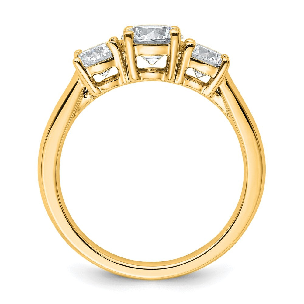 14K Gelbgold Verlobungsring mit 1,5 ct. zertifizierten laborgezüchteten Diamanten VS/SI+ G+, Drei-Stein-Fassung