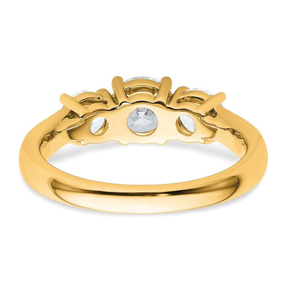 14K Gelbgold Dreistein-Verlobungsring mit 1,5 ct. Labordiamanten, VS/SI+ G+