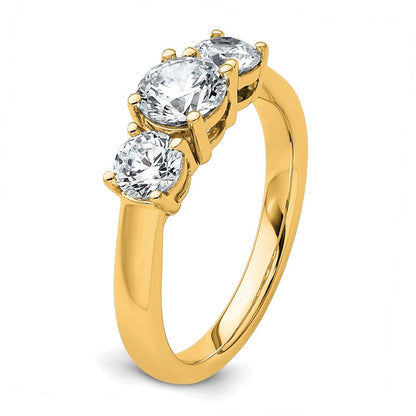 14K Gelbgold Dreistein-Verlobungsring mit 1,5 ct. Labordiamanten, VS/SI+ G+