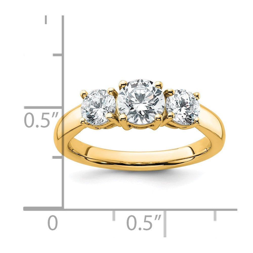 14K Gelbgold Dreistein-Verlobungsring mit 1,5 ct. Labordiamanten, VS/SI+ G+