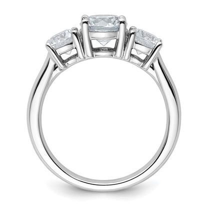 14K Weißgold Verlobungsring mit 2 ct. zertifizierten, im Labor gezüchteten Diamanten VS/SI+ G+, Drei-Stein-Fassung, komplett