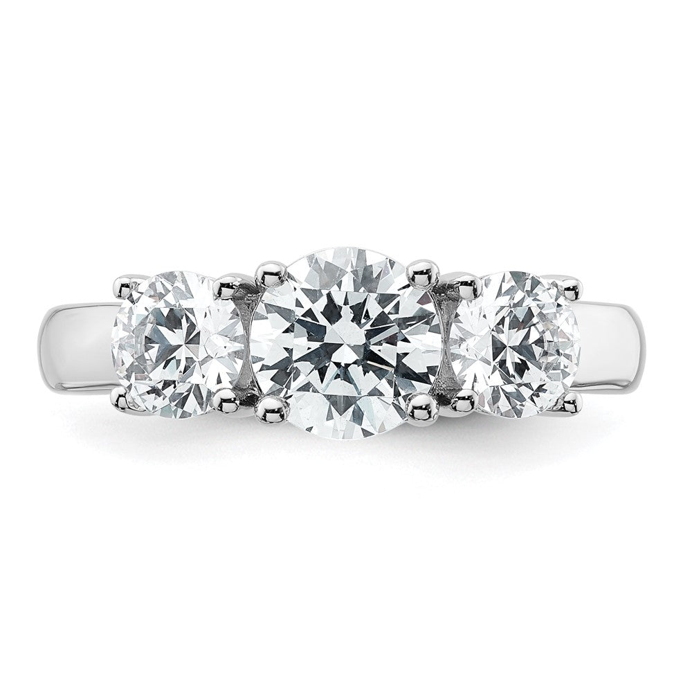 14K Weißgold Verlobungsring mit 2 ct. Labor gezüchteten Diamanten, VS/SI+ G+, Drei-Steine