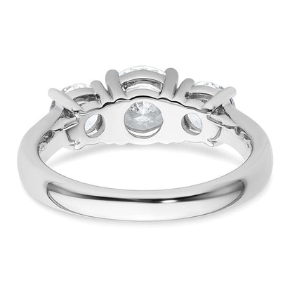 14K Weißgold Verlobungsring mit 2 ct. Labor gezüchteten Diamanten, VS/SI+ G+, Drei-Steine