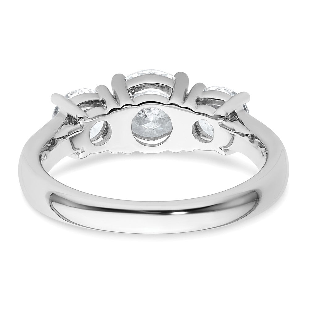 14K Weißgold Verlobungsring mit 2 ct. zertifizierten, im Labor gezüchteten Diamanten VS/SI+ G+, Drei-Stein-Fassung, komplett
