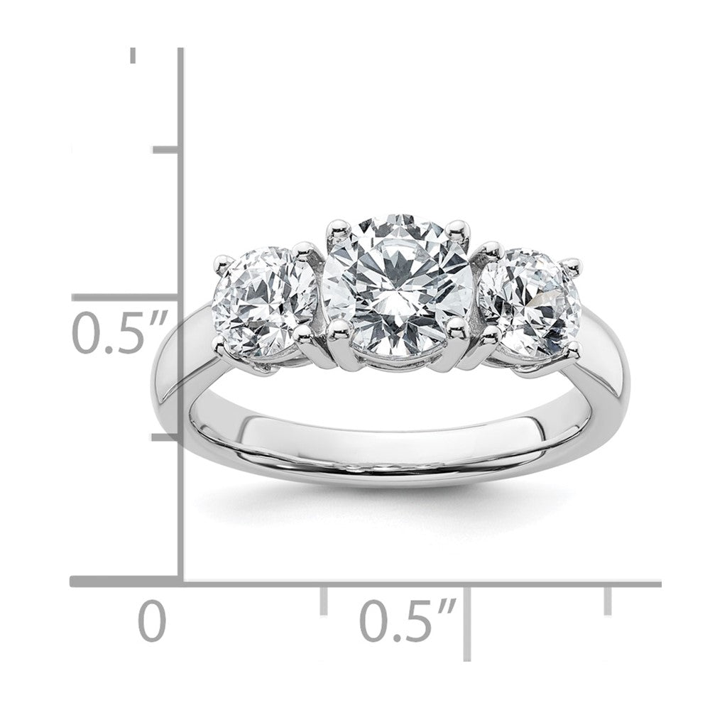 14K Weißgold Verlobungsring mit 2 ct. zertifizierten, im Labor gezüchteten Diamanten VS/SI+ G+, Drei-Stein-Fassung, komplett